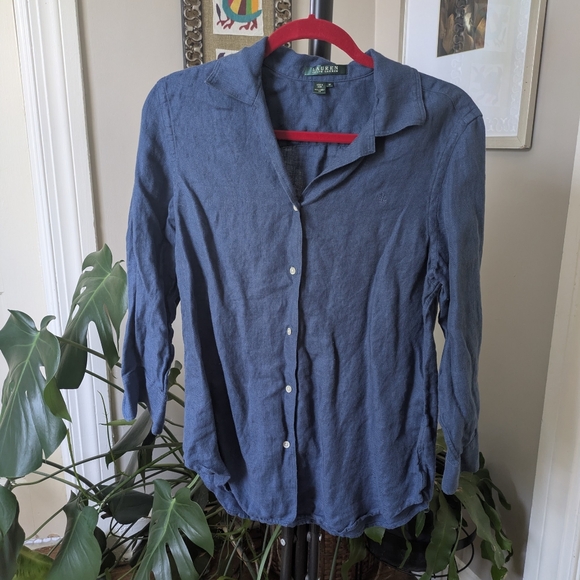 Ralph Lauren Blue Linen Shirt - Picture 1 of 4